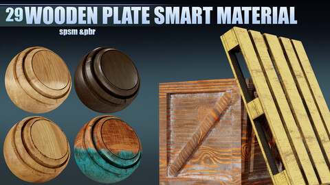 29 WOODEN PLATE SMART MATERIAL+PBR