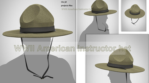 WWII American Drill Sergeant Hat_Smokey Bear Hat__Marvelous designer(Clo3d) project