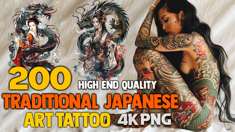 200 Traditional Japanese Art Tattoo (PNG Files)-4K- High Quality