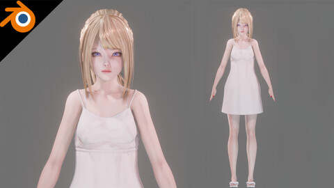 Casual Clothing 0001 - Realistic Female Character - Blender Eevee