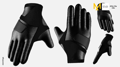 Streetwear Leather Gloves #001 - Clo 3D / Marvelous Designer + FBX / DIGITAL FASHION / HYPEBEAST / FUTURE FASHION