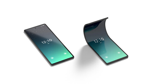 Animated Flexible Phone - twisted smartphone with cyclic animation of the display curling