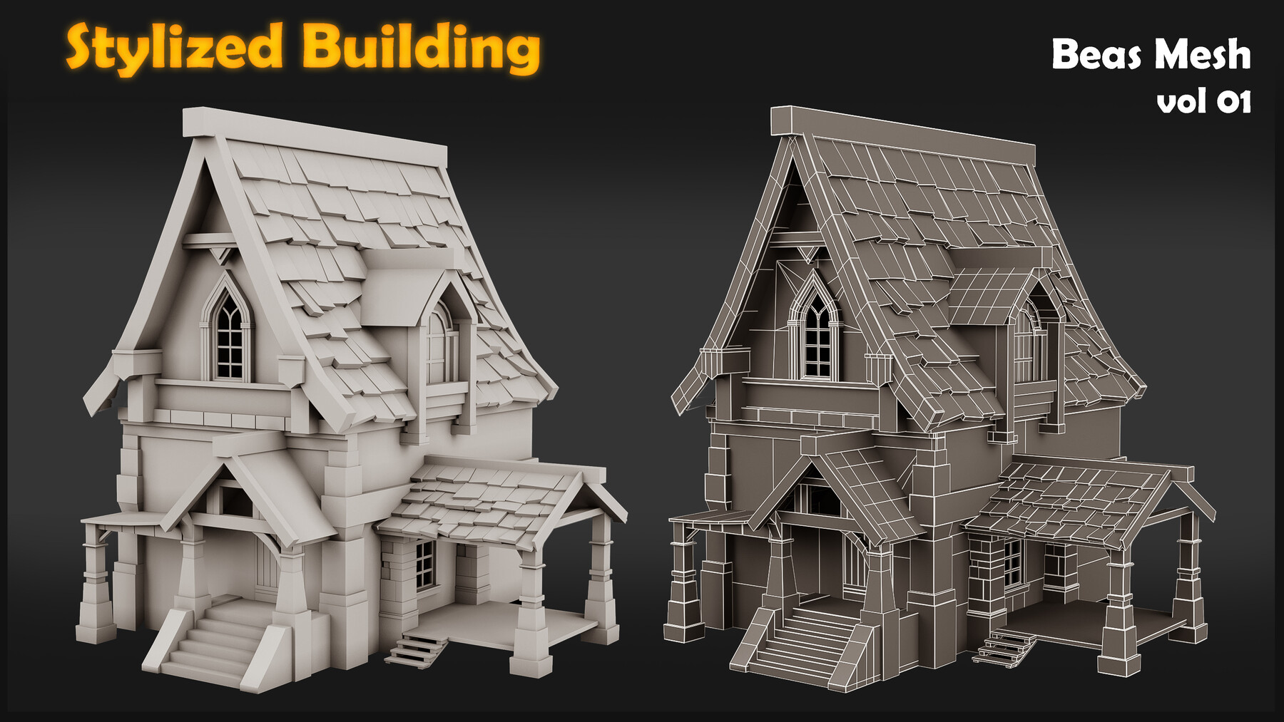 ArtStation - 9 Stylized Building-Base Mesh | Game Assets