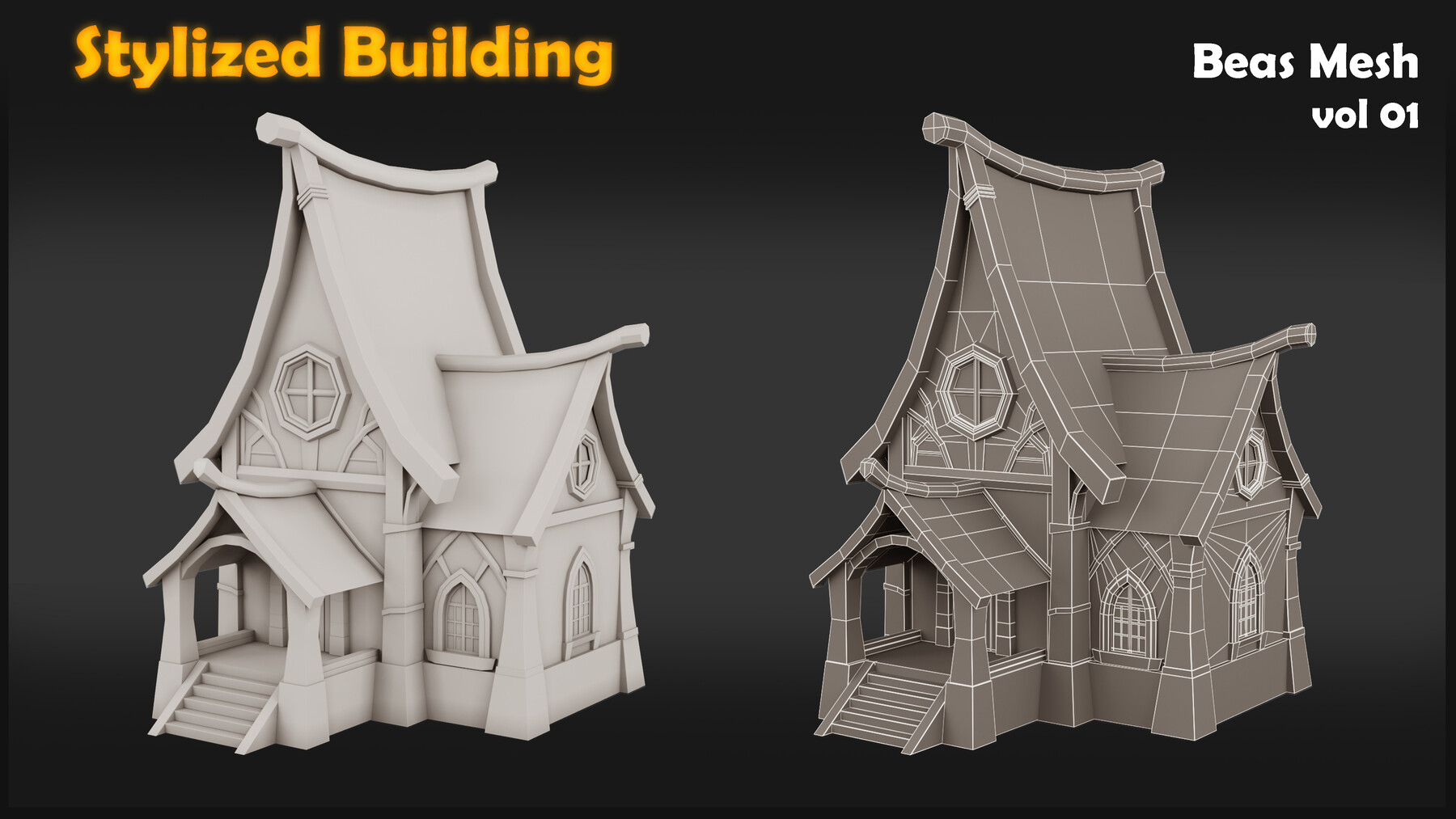 ArtStation - 9 Stylized Building-Base Mesh | Game Assets