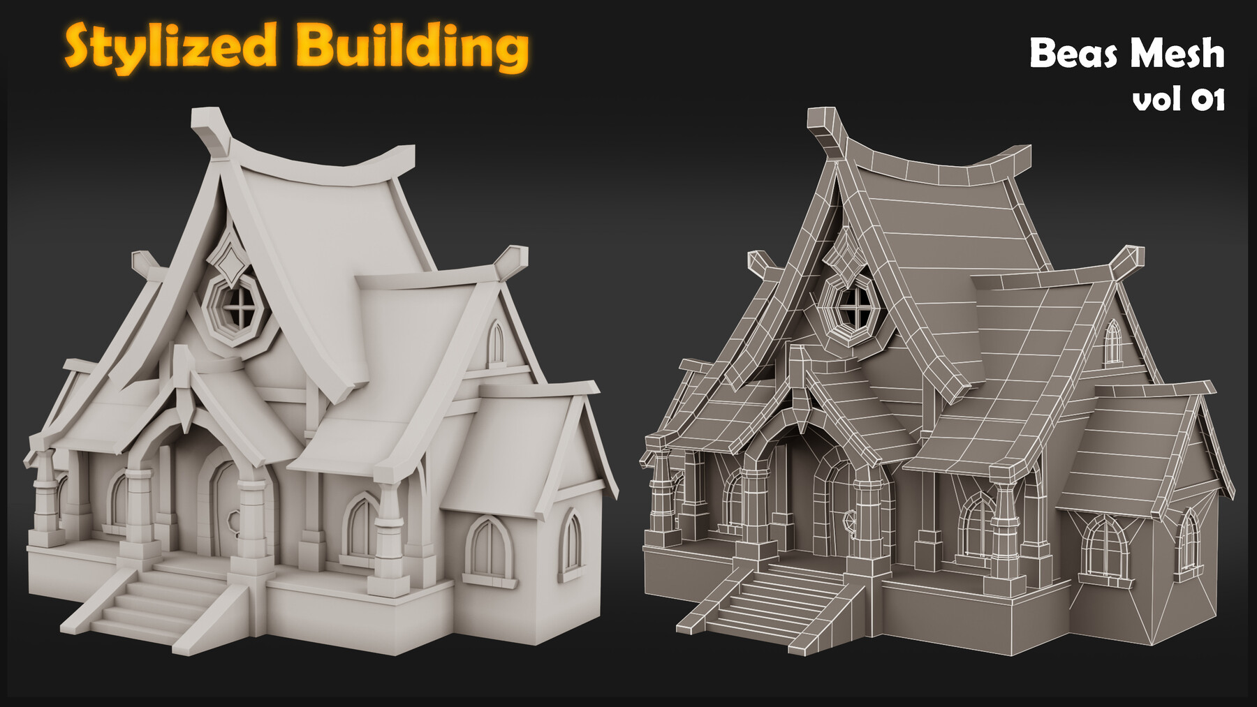 ArtStation - 9 Stylized Building-Base Mesh | Game Assets