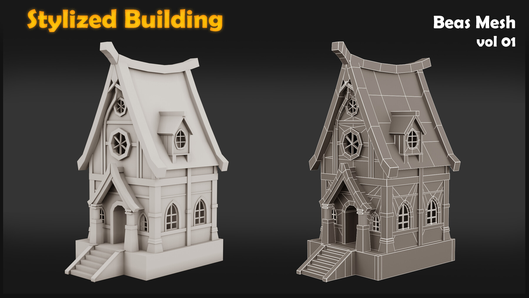 ArtStation - 9 Stylized Building-Base Mesh | Game Assets