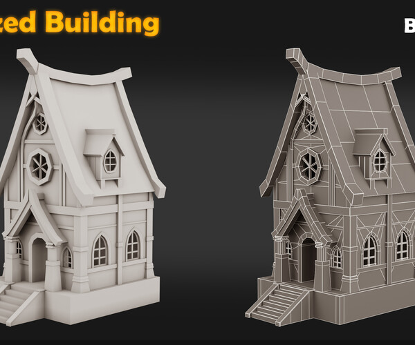 ArtStation - 9 Stylized Building-Base Mesh | Game Assets