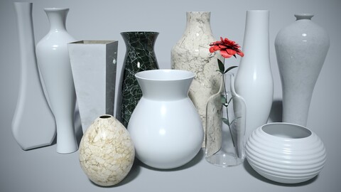 Set of 11 stylish vases in different styles