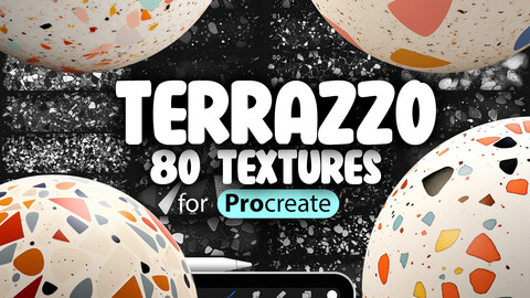 80 Procreate Terrazzo Textures | Classic Venetian Terrazzo Procreate Seamless Pattern Brushes | Tile Procreate Textures | Wall Textures