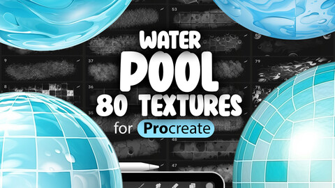 80 Procreate Pool Water Textures | Water Procreate Seamless Pattern Brushes | Reflections in Water Procreate Brush