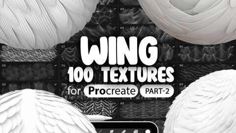 100 Procreate Wings Textures (Part-2) | Procreate Feather Brush | Procreate Angel Wings Texture Brush | Owl Wings Brush