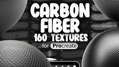 160 Procreate Carbon Fiber Textures | Procreate Classic Black Carbon Fiber Brush | Procreate Matte Carbon Fiber Brush | 3D Carbon Fiber