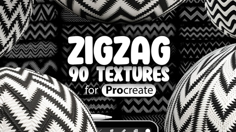 90 Procreate Zigzag Textures | Procreate Embroidered Zigzag Brushes | Procreate Chevron Texture Brush | Procreate Herringbone Chevron Brush