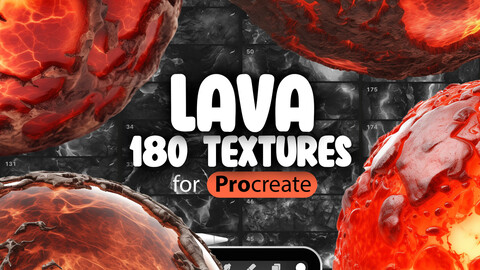 180 Procreate Lava Textures | Procreate Flowing Lava Brush | Procreate Cracked Lava Brush | Procreate Glowing Lava Brush | Volcanic Brush