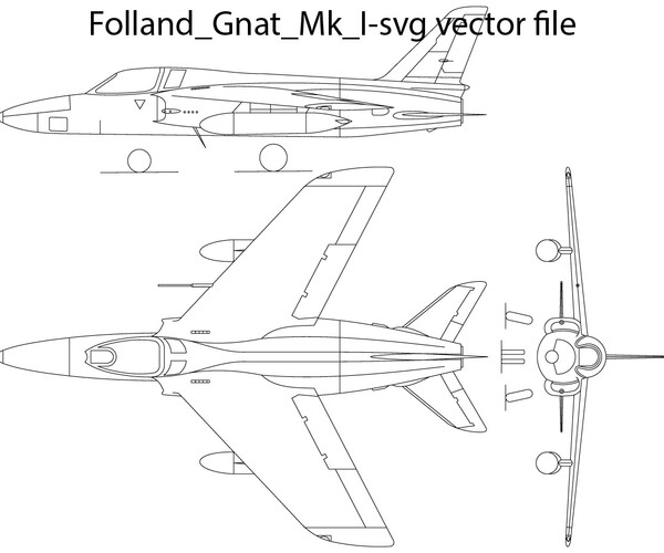 ArtStation - Folland Gnat Mk I svg vector file badge, black white, svg ...