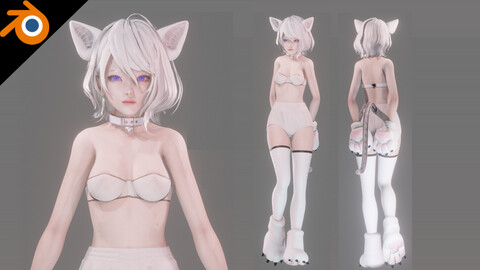 Cat Girl Cosplay - Realistic Female Character - Blender Eevee