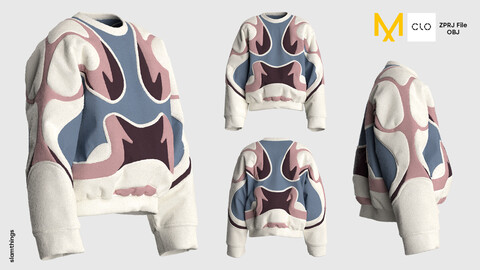 Streetwear Sweater #015 - Clo 3D / Marvelous Designer + FBX / DIGITAL FASHION / HYPEBEAST / FUTURE FASHION