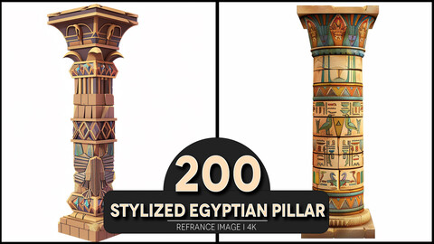 Stylized Egyptian Pillar 4K Reference/Concept Images