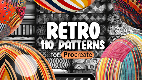 110 Procreate Retro Patterns | Procreate Modern Geometrics Brushes | Procreate Modern Geometrics Polka Dot Fabric | Procreate Floral Brush