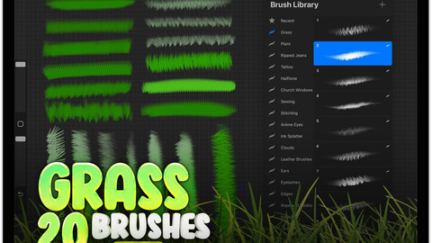 20 Procreate Grass Stamp Brushes | Procreate Nature Brushes | Procreate Greenery Brushes | Procreate Forest Brushes | Procreate Plants Brushes | Wild Meadow Grass Procreate Brushes