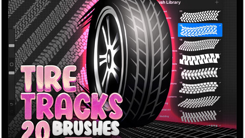 20 Procreate Tire Tracks Brushes | Procreate Tire Mark Brushes | Procreate Tire Tread Brushes | Procreate Mud Tire Brush | Procreate Motorcycle Tire Brush | Procreate Car Tire Tracks Brushes