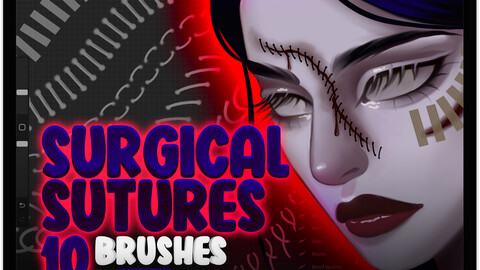 10 Procreate Surgical Sutures Brushes | Procreate Stitches Brushes | Procreate Wound Brushes | Procreate Halloween Brushes | Procreate Fear Brushes | Procreate Horror Brushes