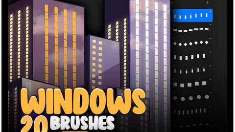 20 Procreate Windows Brushes | Procreate City Brushes Bundle | Procreate Skyline Brushes | Procreate City Landscape Skyscraper Brushes | Skyscraper Windows Procreate Brushes