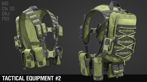 Tactical equipment #2 / Vest / Workwear / Uniform / Military / Combat / Army / Marvelous Designer