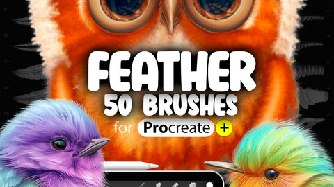 50 Procreate Feather Brushes | Procreate Bird Feather Brush | Procreate Fluff Brush | Procreate Wings Brush | Procreate Angel Feather Brushes