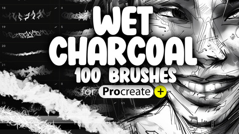 100 Procreate Wet Charcoal Brushes | Procreate Charcoal Sketch Brushes | Procreate Painting Brushes | Procreate Drawing Brushes