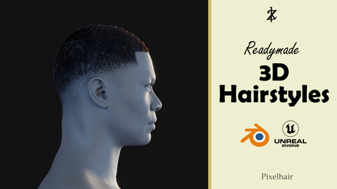 Hairstyle - Waves/Fade 004 (Hair for blender/ unreal engine / metahuman) Afro hair | Kinky hair | 4c Hair | African / African American Hair