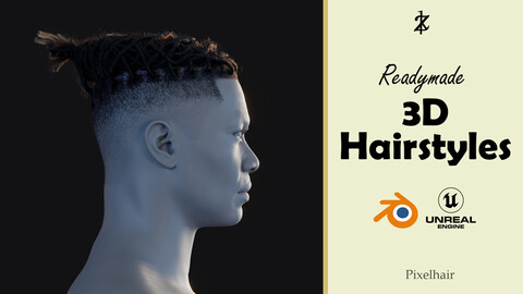 Hairstyle - Dreads/Fade 007 (Hair for blender/ unreal engine / metahuman) Afro hair | Kinky hair | 4c Hair | African / African American Hair