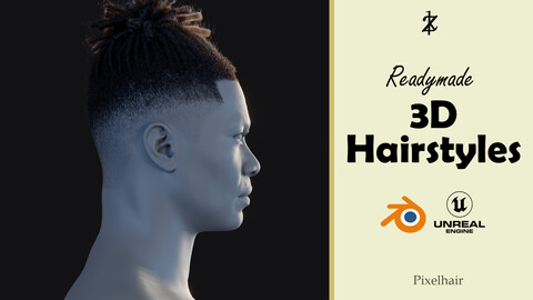 Hairstyle - Dreads/Fade 008 (Hair for blender/ unreal engine / metahuman) Afro hair | Kinky hair | 4c Hair | African / African American Hair