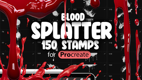 150 Procreate Glossy Blood Splatter Stamp Brushes | Procreate Blood Splash Brushes | Procreate Blood Dripping Stamps | Procreate Blood Drops Brushes