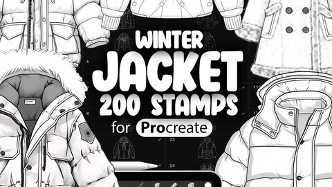 200 Procreate Winter Jacket Stamps | Procreate Clothes Stamp Brushes | Procreate Clothing Stamp Brushes | Procreate Fashion Stamp Brushes | Procreate Winter Wearing Brushes