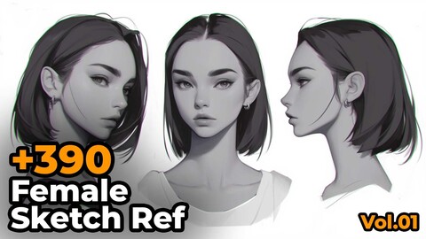 +390 Female Sketch Reference(4k) | Vol_01