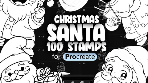 100 Procreate Santa Claus Stamps | Procreate Christmas Stamp Brushes | Procreate Winter Stamp Brushes | Procreate Xmas Santa Claus Brushes | Procreate Saint Nicholas Brushes