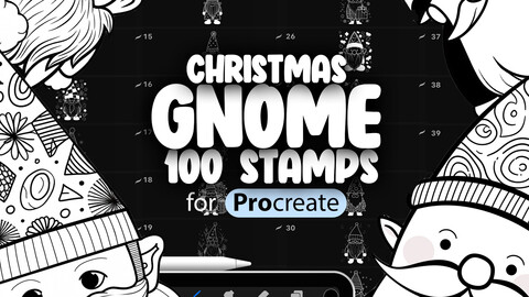 100 Procreate Christmas Gnomes Stamps | Procreate Xmas Gnomes Stamp Brushes | Procreate Winter Gnomes Stamp Brushes | Procreate Snow Stamp Brushes | Procreate Elf Brushes | Procreate Elves | Procreate Fairy Brushes