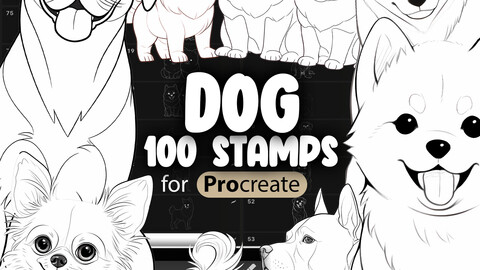 100 Procreate Dogs Stamps | Procreate Animals Stamp Brushes | Procreate Dogs Drawing Brushes | Procreate Dogs Reference | Procreate Pets Brushes | Procreate Puppy Brushes