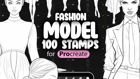 100 Procreate Top Fashion Models Stamp Brushes | Procreate Full Height Girls Stamp Brushes | Procreate Full Height Woman Stamp Brushes | Procreate Girls Model Brushes | Procreate Girls Mannequin Brushes | Procreate Fashion Girls Brushes