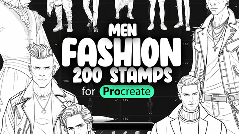 200 Procreate Men's Fashion Stamp Brushes | Men's Style Procreate Drawing | Procreate Man Body Stamp Brushes | Procreate Men Fashion Model Brushes | Procreate Male Models Stamp Brushes