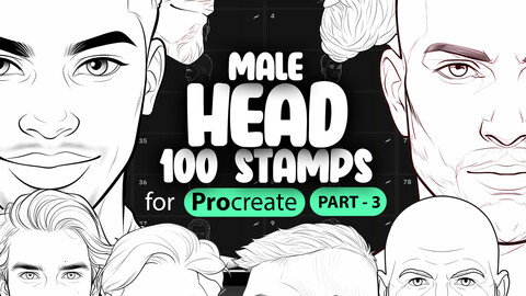 100 Procreate Male Head Stamps Part - 3 | Procreate Men Head Stamp Brushes | Procreate Man Head Stamp Brushes | Procreate Face Brushes