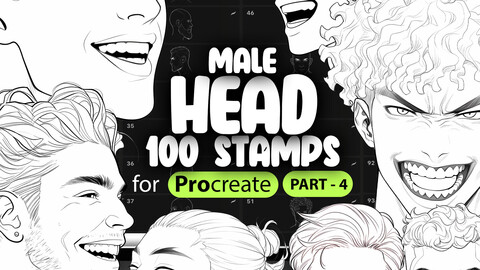 100 Procreate Male Head Stamps Part - 4 | Procreate Men Head Stamp Brushes | Procreate Man Head Stamp Brushes | Procreate Face Brushes