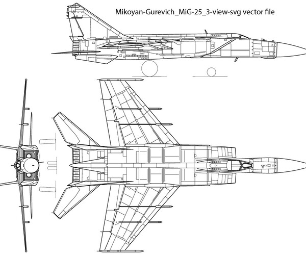 ArtStation - Mikoyan Gurevich MiG 25 3 view svg vector file badge ...