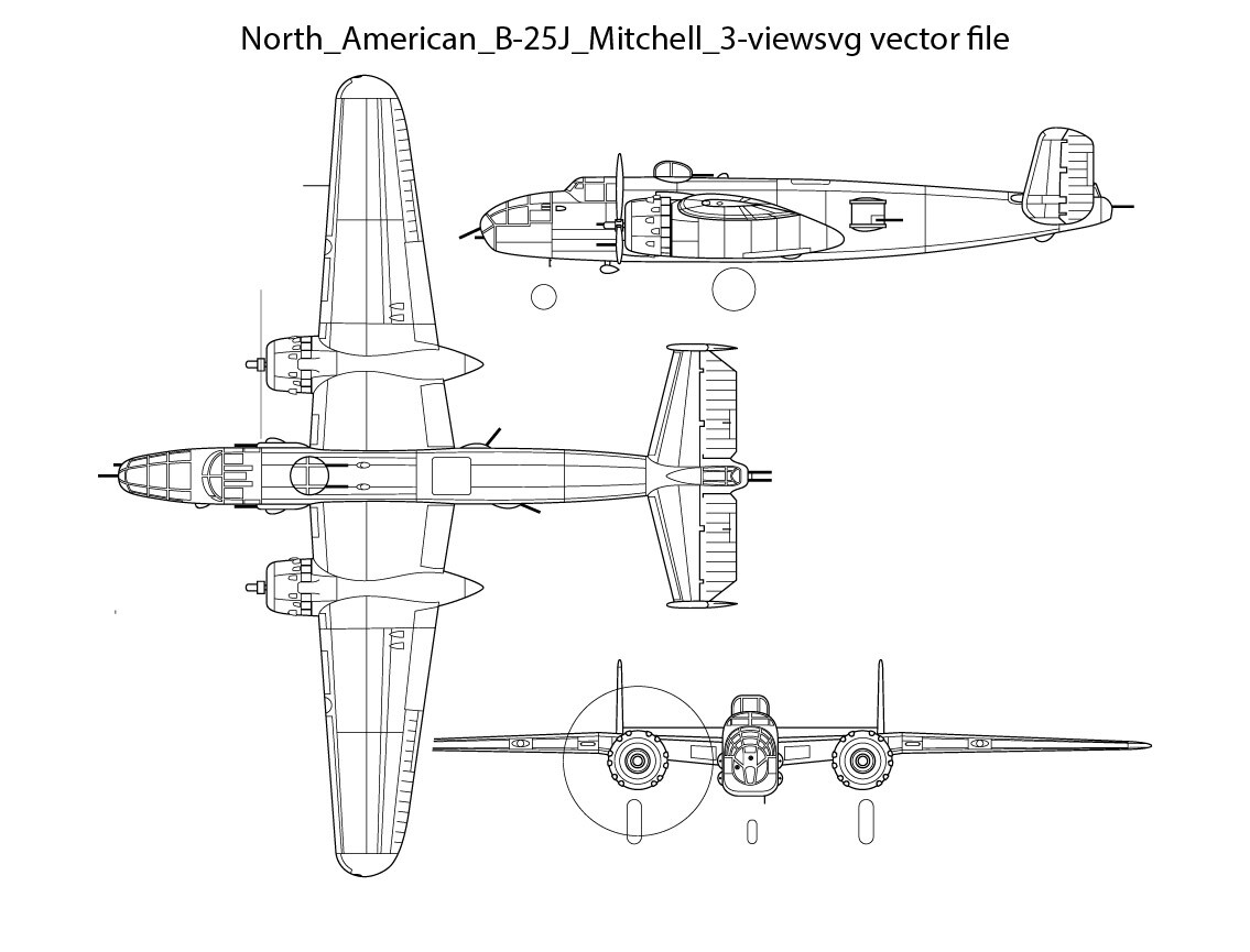 ArtStation - North American B 25J Mitchell 3 view svg vector file badge ...