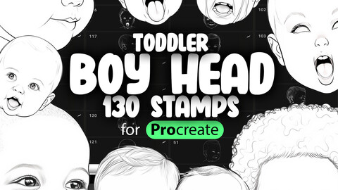 130 Procreate Toddler Boys Head Stamp Brushes (Aged 2-3) | Procreate Baby Boy Head Stamp Brushes | Procreate Baby Boy Face Stamp Brushes | Procreate Child Face Brushes | Procreate Children Head Brushes | Procreate Kids Brushes