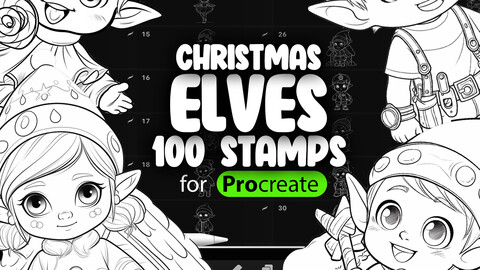 100 Procreate Winter Elves Stamps | Procreate Christmas Illustration Stamp Brushes | Procreate Elf Xmas Brushes | Procreate Winter Brushes | Procreate Winter Character Brushes