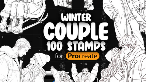 100 Procreate Winter Couple Stamps | Procreate Christmas Couple Stamp Brushes | Procreate Boy Stamps | Procreate Girls Stamps | Procreate Boyfriend Brushes | Procreate Girlfriend Brushes | Procreate Love Couple Brushes