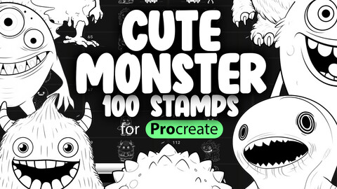 100 Procreate Monsters Stamp Brushes | Procreate Cute Monster Brushes | Procreate Flurry Fur Monster Brushes | Procreate Angry Monster Brushes | Procreate Kawaii Monsters Brushes | Procreate Cute Characters Brushes