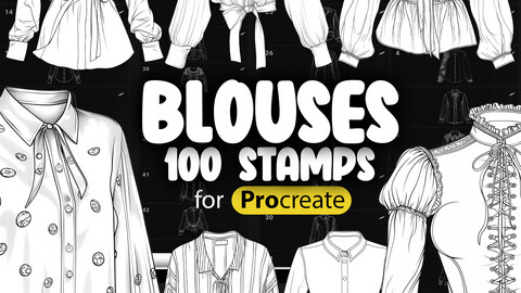 100 Procreate Blouses Stamp Brushes | Procreate Clothes Stamp Brushes | Procreate Clothing Stamp Brushes | Procreate Fashion Brushes | Procreate Wearing Brushes | Procreate Outfit Brushes | Ptocreate Dress Brushes